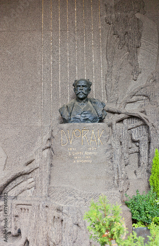 Composer Antonin Dvorak tomb in Vysehrad cemetery, Prague