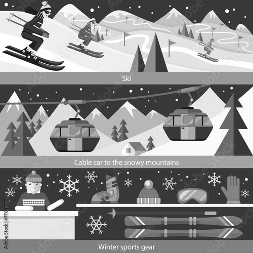 Concept Skiing Winter Sport Flat Style