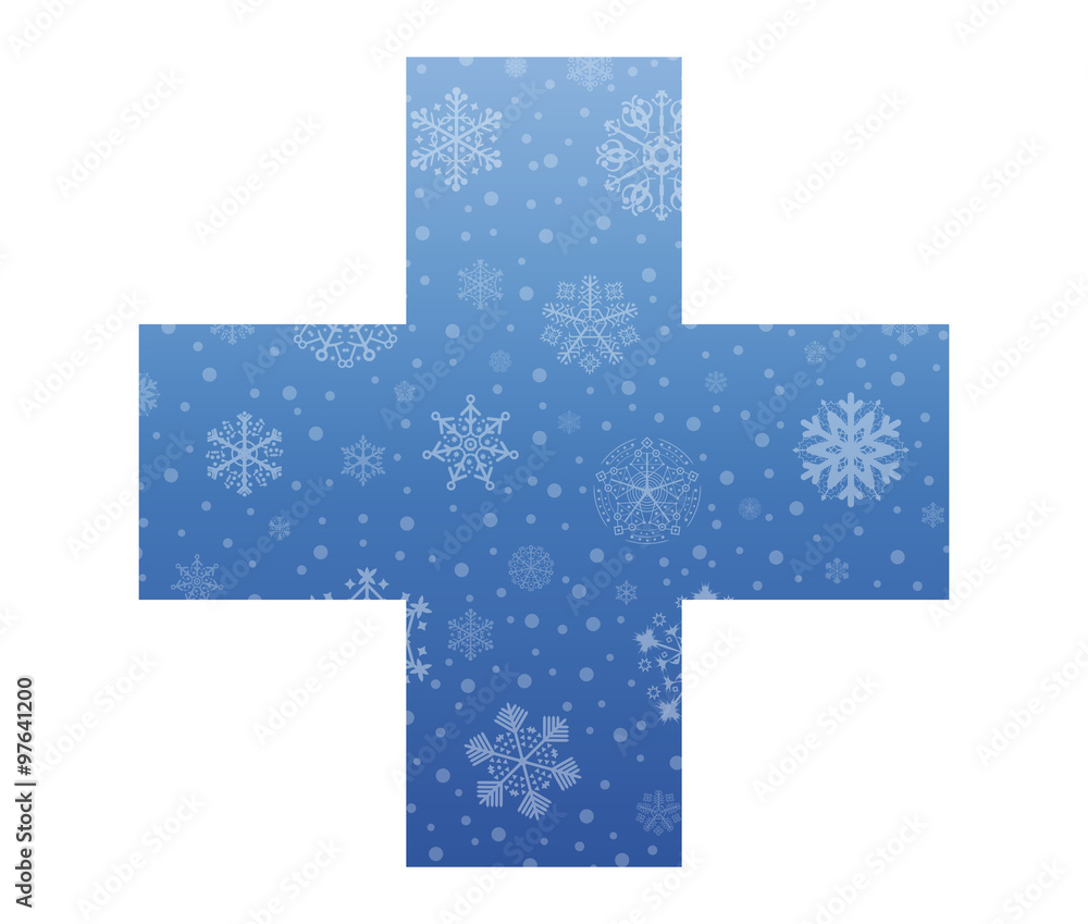 Obraz premium cross christmas icon with snow