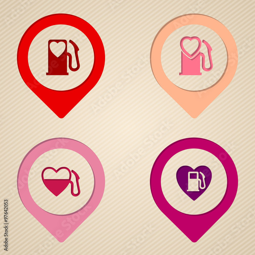 Flat heart fuel tank pump symbols