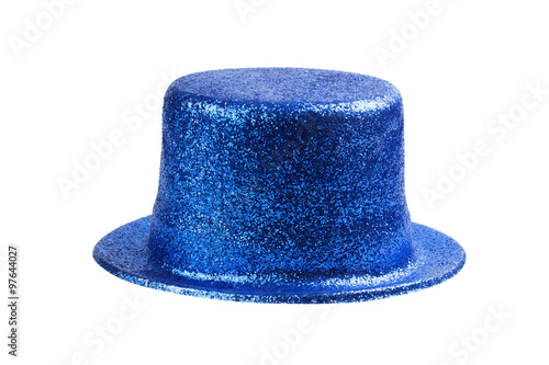 Blue glitter party hat isolated on white