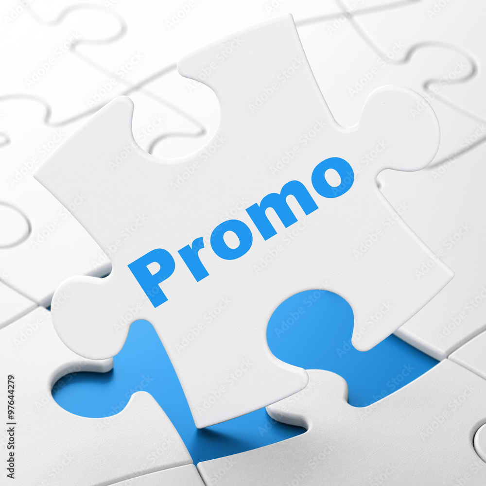 Marketing concept: Promo on puzzle background Marketing concept: Promo on puzzle background