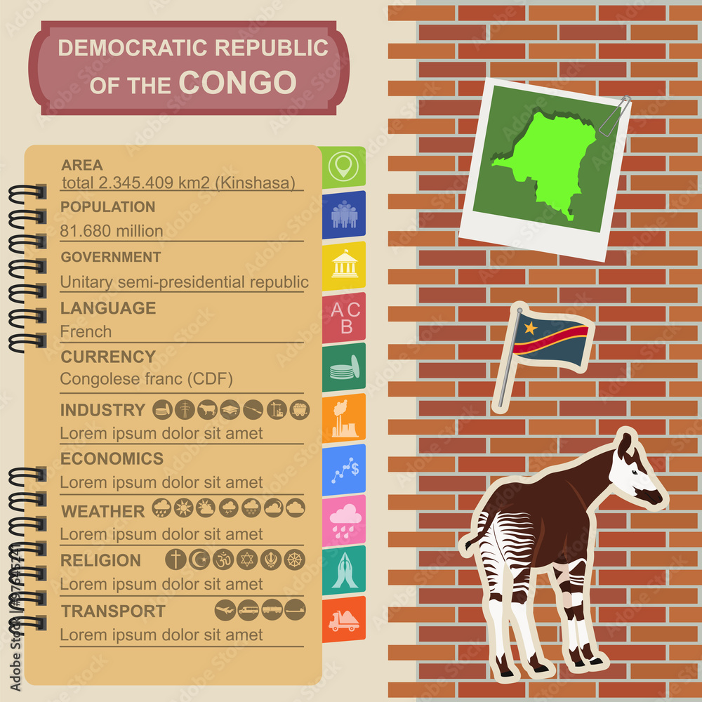 Democratic republic Congo infographics, statistical data, sights Stock ...