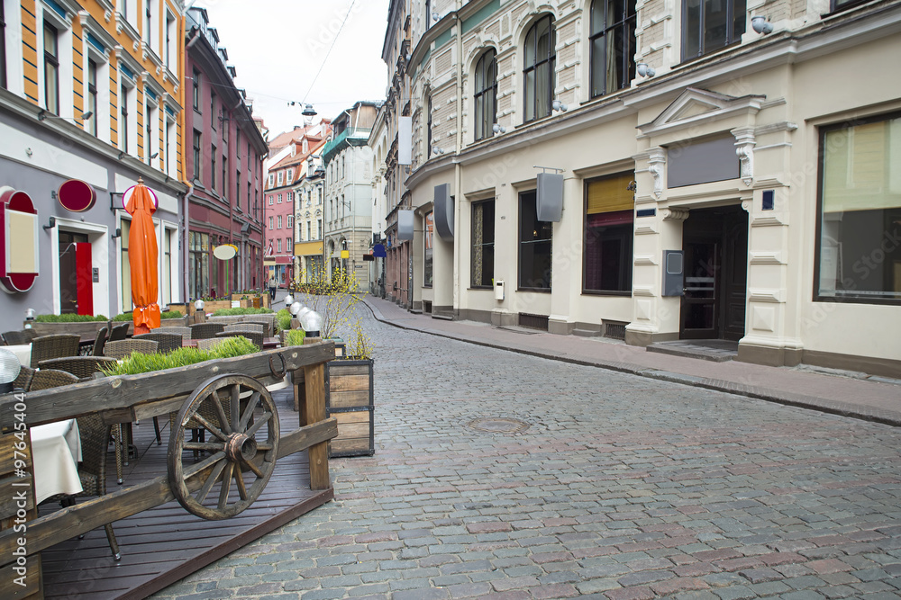 Empty streets of Riga old town.