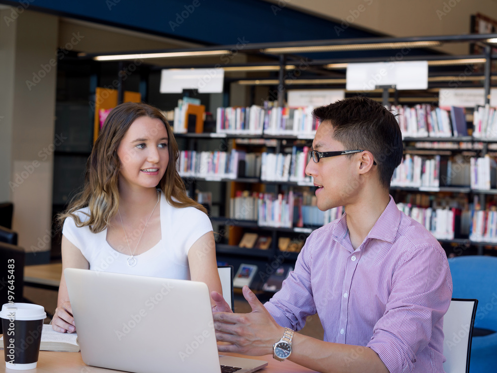 Two young students at the library Two young students at the library