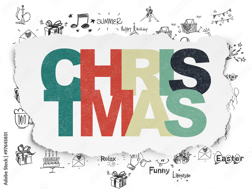 Fototapeta premium Entertainment, concept: Christmas on Torn Paper background