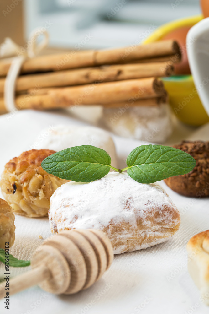Cream and pastries, typical Christmas sweets in Spain Cream and pastries, typical Christmas sweets in Spain