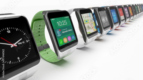 Seamlessly looping animation of multiple smart watches moving in a circle