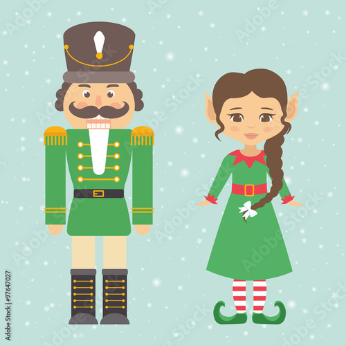 nutcracker green and girl elf