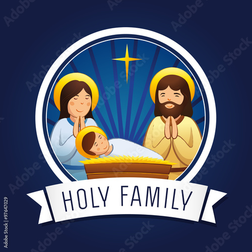 Holy family. Christmas nativity scene with holy family