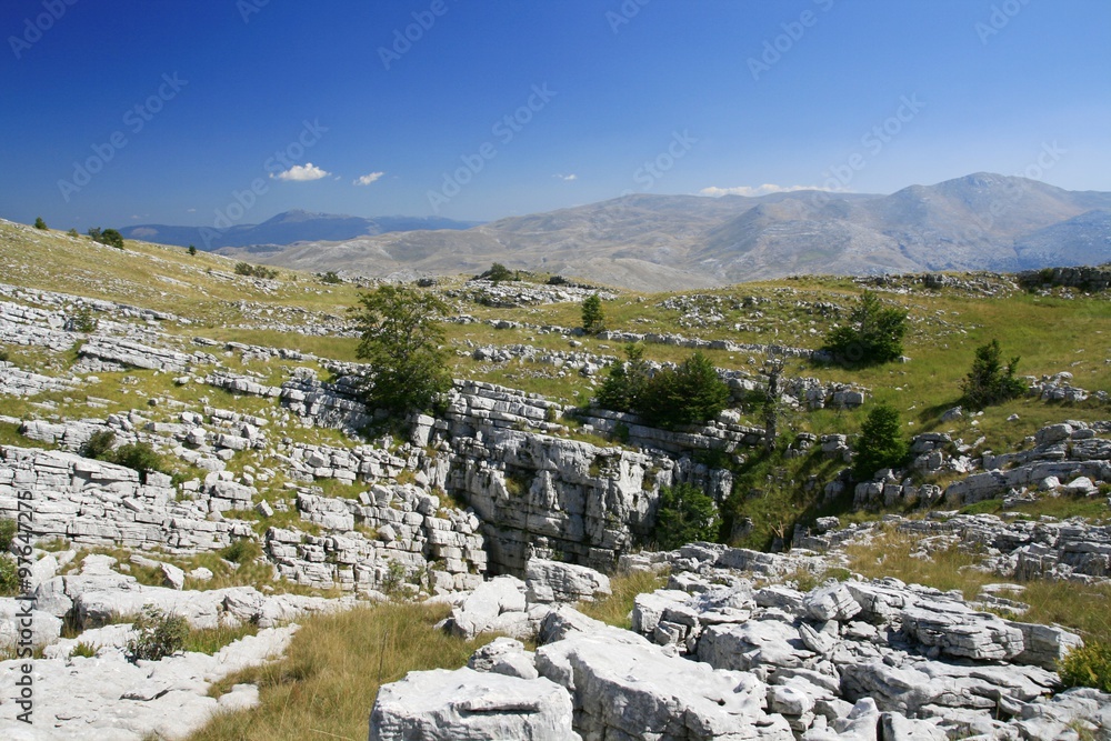 Karstic rocky beds on mountain Dinara in Croatia