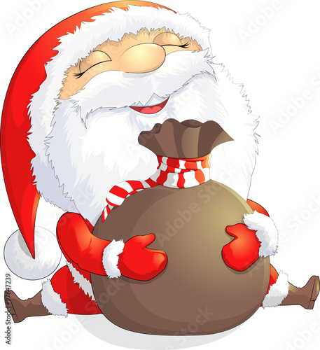 Santa Claus painted on a white background