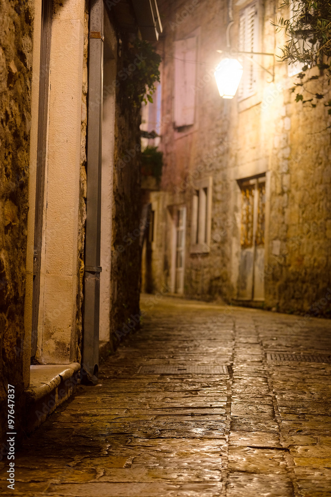 Old town of Budva, Montenegro in a night