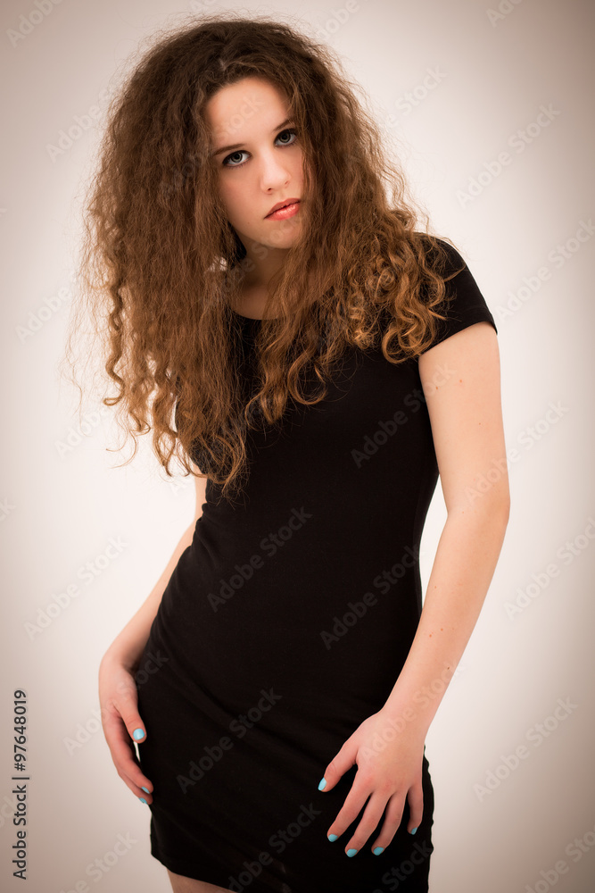 Beautiful Ginger Teenage Woman In Black Dress Beautiful Ginger Teenage Woman In Black Dress