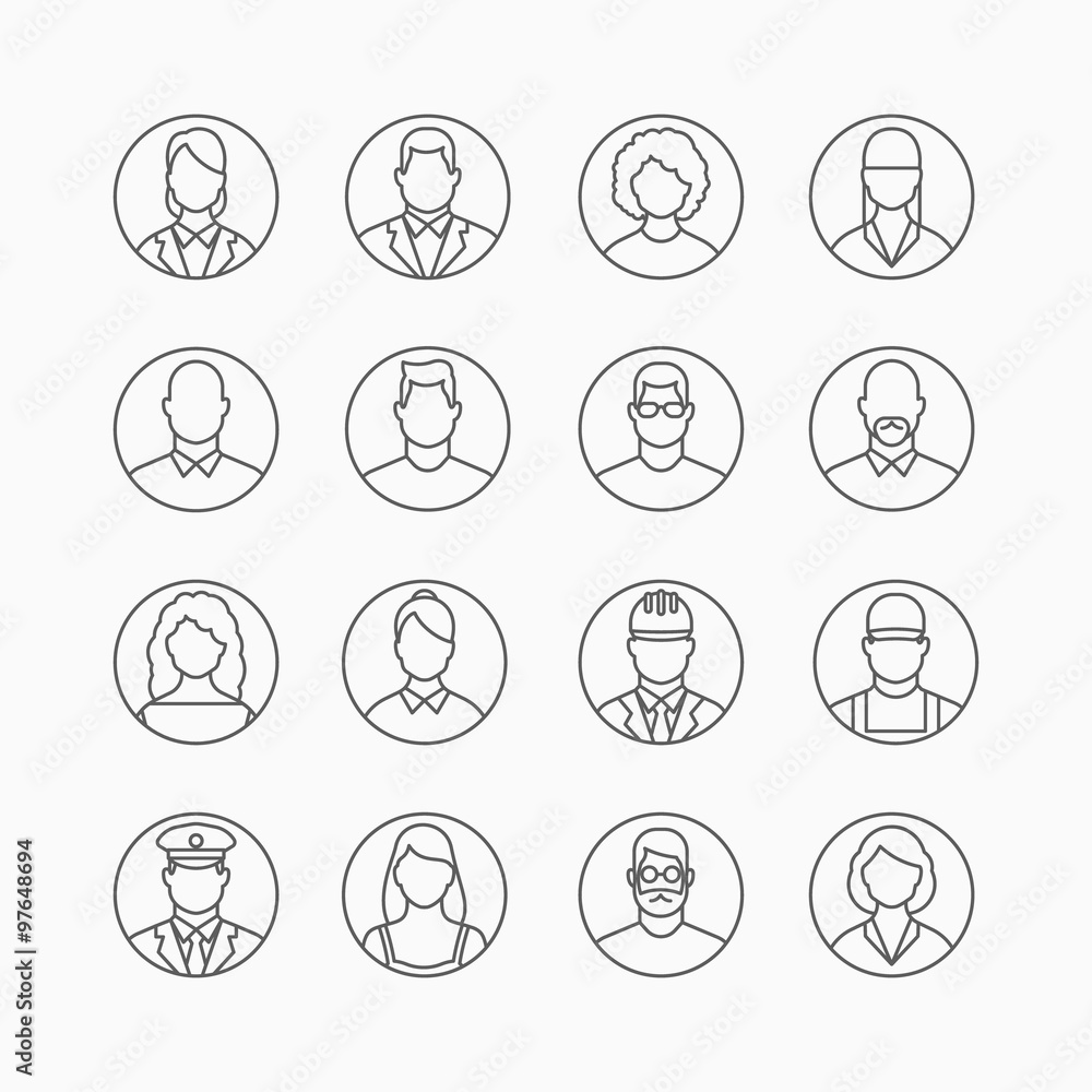 People icons, thin line style, flat design People icons, thin line style, flat design