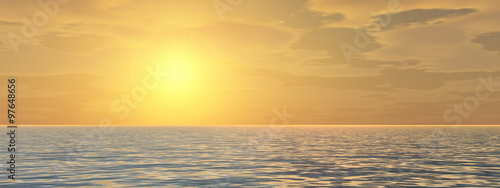 Conceptual sea water and sunset sky banner