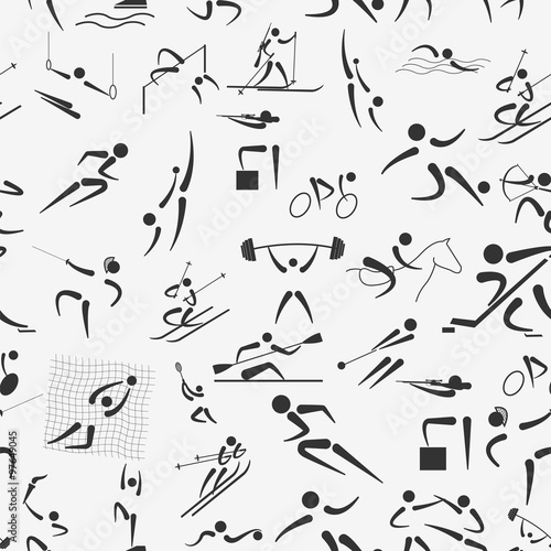 Sport seamless pattern. Flat style