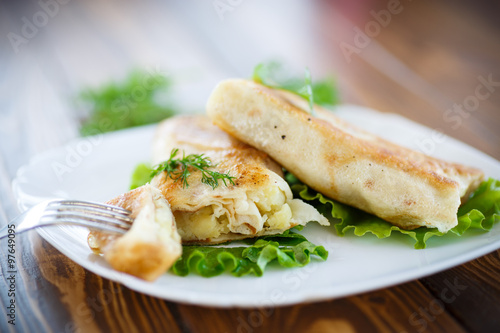 fried stuffed spring rolls on a plate