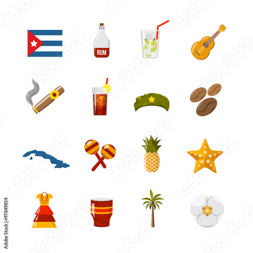 Flat Color Isolated Cuba Icons