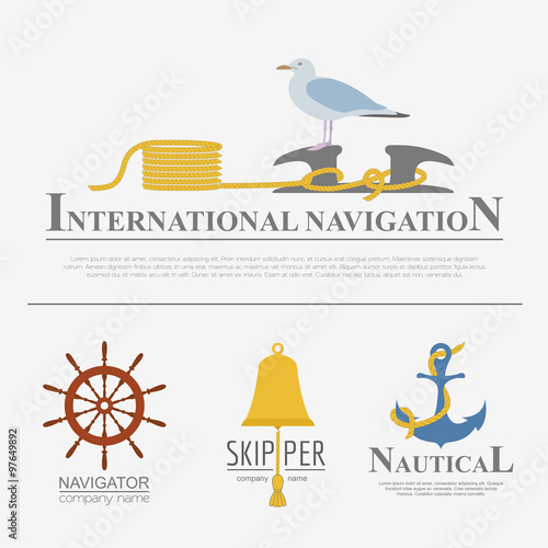 Set of sailing boat and nautical logos.