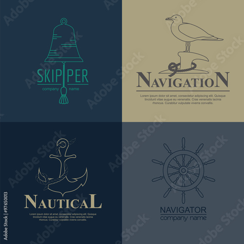Set of sailing boat and nautical logos.