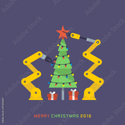robot and Christmas tree