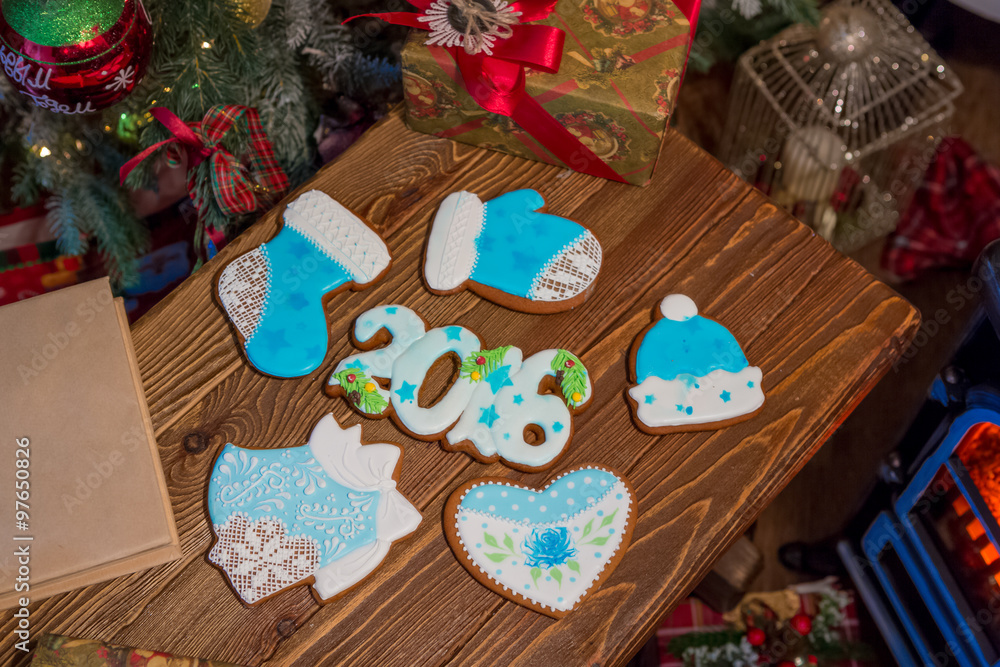 gingerbread cookies in the Christmas interior gingerbread cookies in the Christmas interior