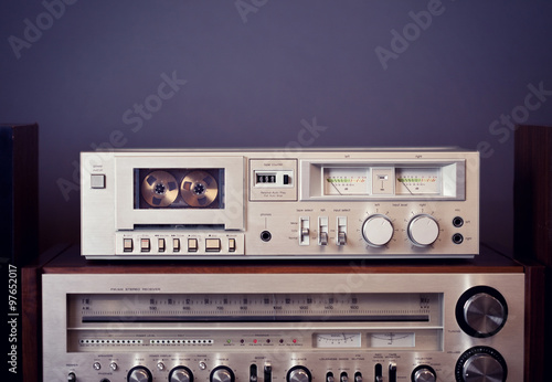 Vintage stereo cassette tape deck player recorder photo
