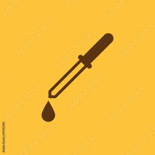 The pipette icon. Dropper and eyedropper, analysis, chemistry symbol. Flat