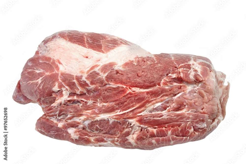 Big Fresh Raw Pork Loin Chop Isolated On White