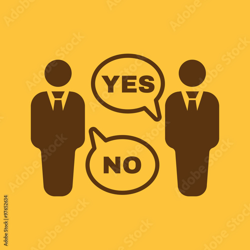 The dispute icon. Dialog and  negotiation, discussion symbol. Flat
