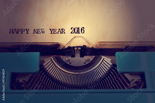 text happy new year 2016 written with an old typewriter