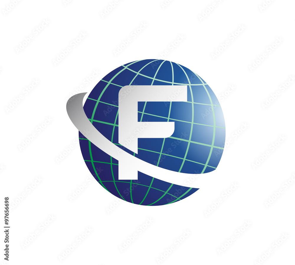 global logo with circle swoosh letter F global logo with circle swoosh letter F