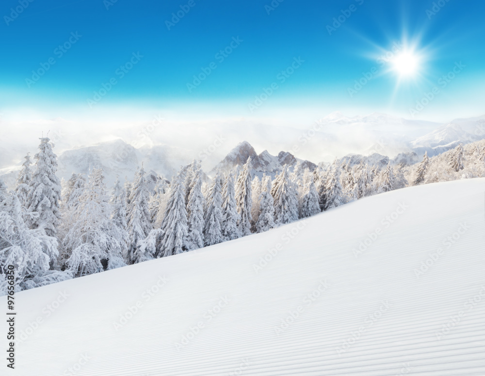 Winter Alpine snowy landscape