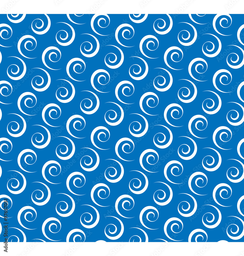 Seamless Spiral Abstract Pattern Isolated on Blue