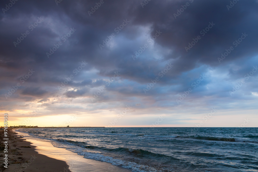 Dramatic colorful cloudscape, Mediterranean sea
