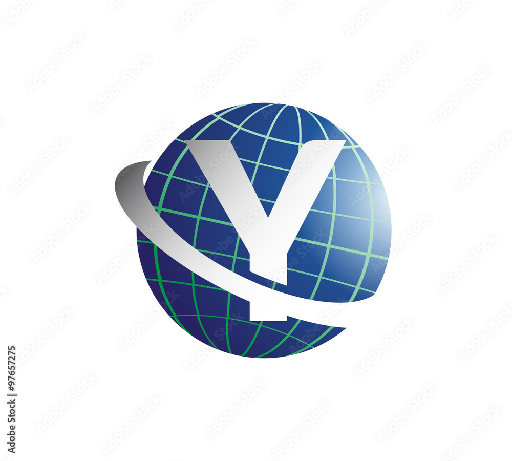 global logo with circle swoosh letter Y global logo with circle swoosh letter Y