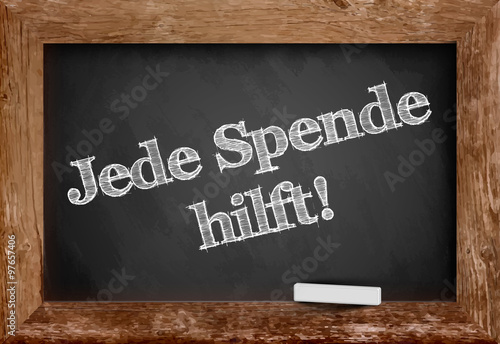 Flüchtlinge willkommen / Hilfe für Flüchtlinge / Kreideschrift auf Tafel