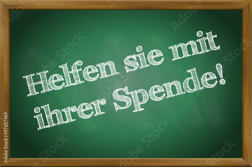 Flüchtlinge willkommen / Hilfe für Flüchtlinge / Kreideschrift auf Tafel