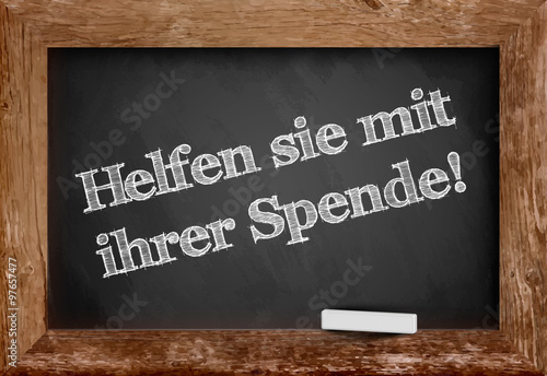 Flüchtlinge willkommen / Hilfe für Flüchtlinge / Kreideschrift auf Tafel