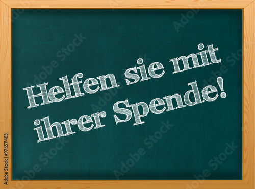 Flüchtlinge willkommen / Hilfe für Flüchtlinge / Kreideschrift auf Tafel