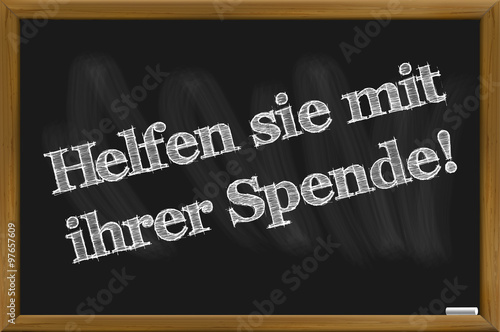 Flüchtlinge willkommen / Hilfe für Flüchtlinge / Kreideschrift auf Tafel