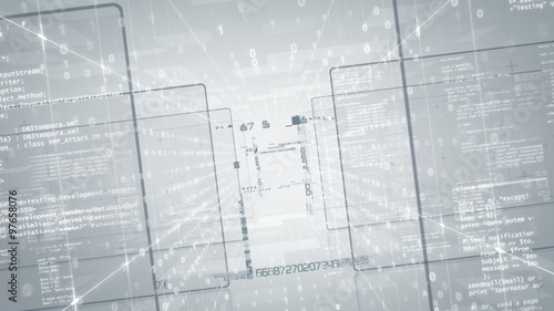 Camera moves out of cloud with vault door on it and reveals protected devices