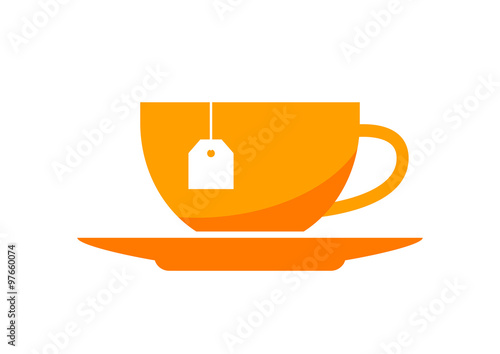 Orange tea cup icon on white background
