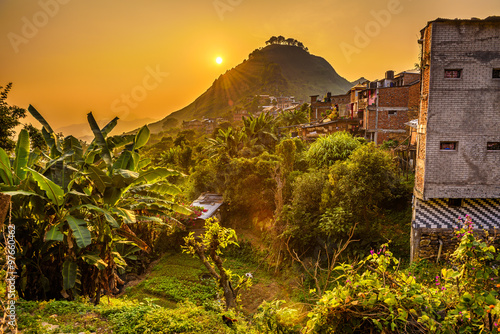 Sunset above Bandipur in Nepal photo