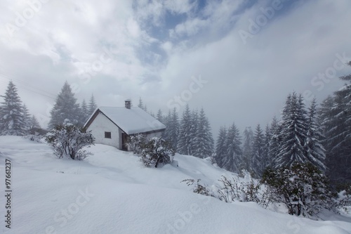 Winter landscape in Swiss Alps. Switzerland,   ski resort © shulevich