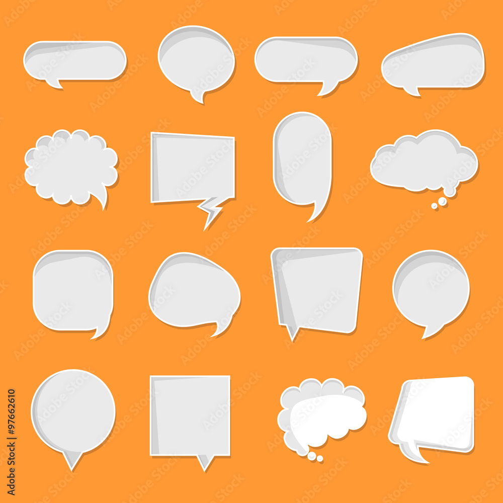 Blank empty white speech bubbles