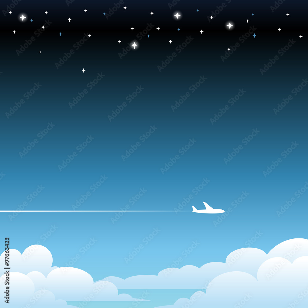 Fototapeta premium Plane flying above clouds