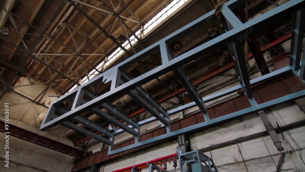 Loading metal construction in factory Loading metal construction in factory
