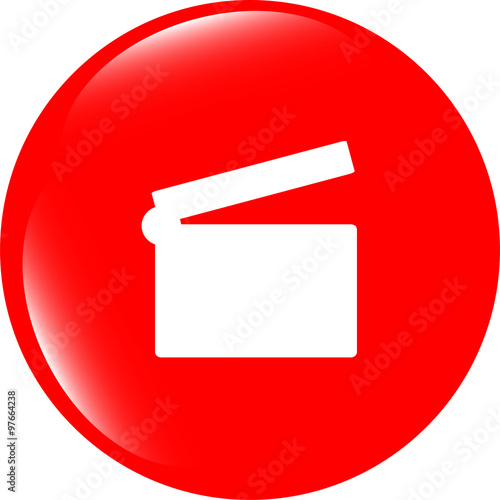 vector cinema glossy icon button on white background